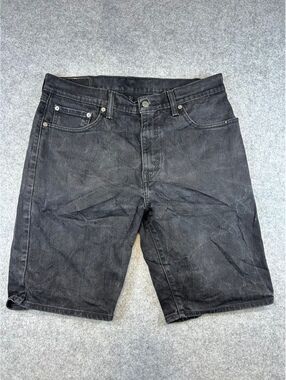 Levis 505 Denim Shorts Men's W33 Black Skate Punk Alt Grunge Jorts Faded Western